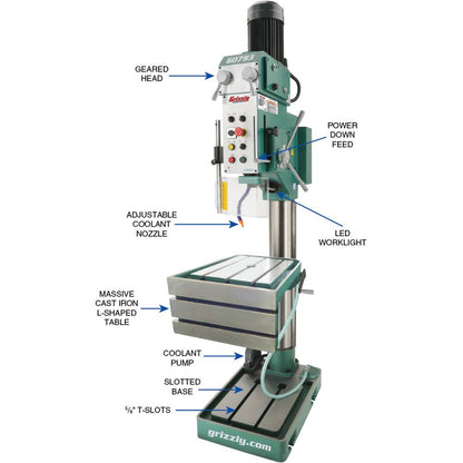 27-1/2" Heavy-Duty Gearhead Drill Press, Tapping & L-Table