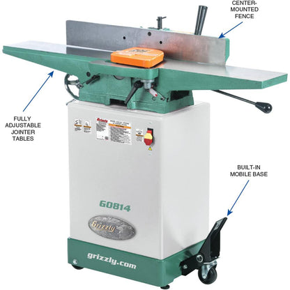 Grizzly G0814 - 6" x 48" Jointer with Cabinet Stand