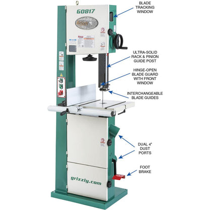 Grizzly G0817 - 14" Super HD 2 HP Resaw Bandsaw w/ Foot Brake
