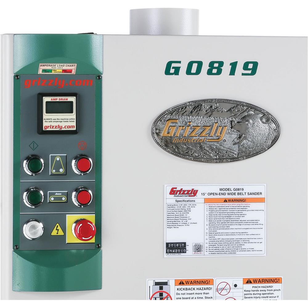 Grizzly G0819 - 15" 5 HP Open-End Wide-Belt Sander