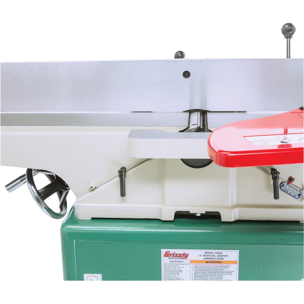 Grizzly G0855 - 8" x 72" Jointer w/ Built-in Mobile Base