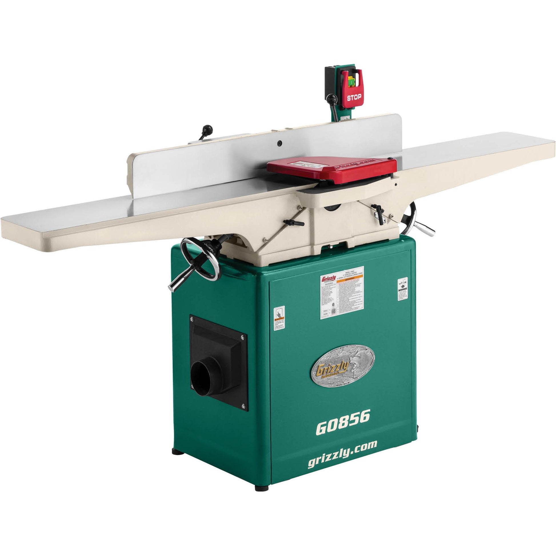 Grizzly G0856 - 8" x 72" Jointer w/ Helical Cutterhead & Mobile Base