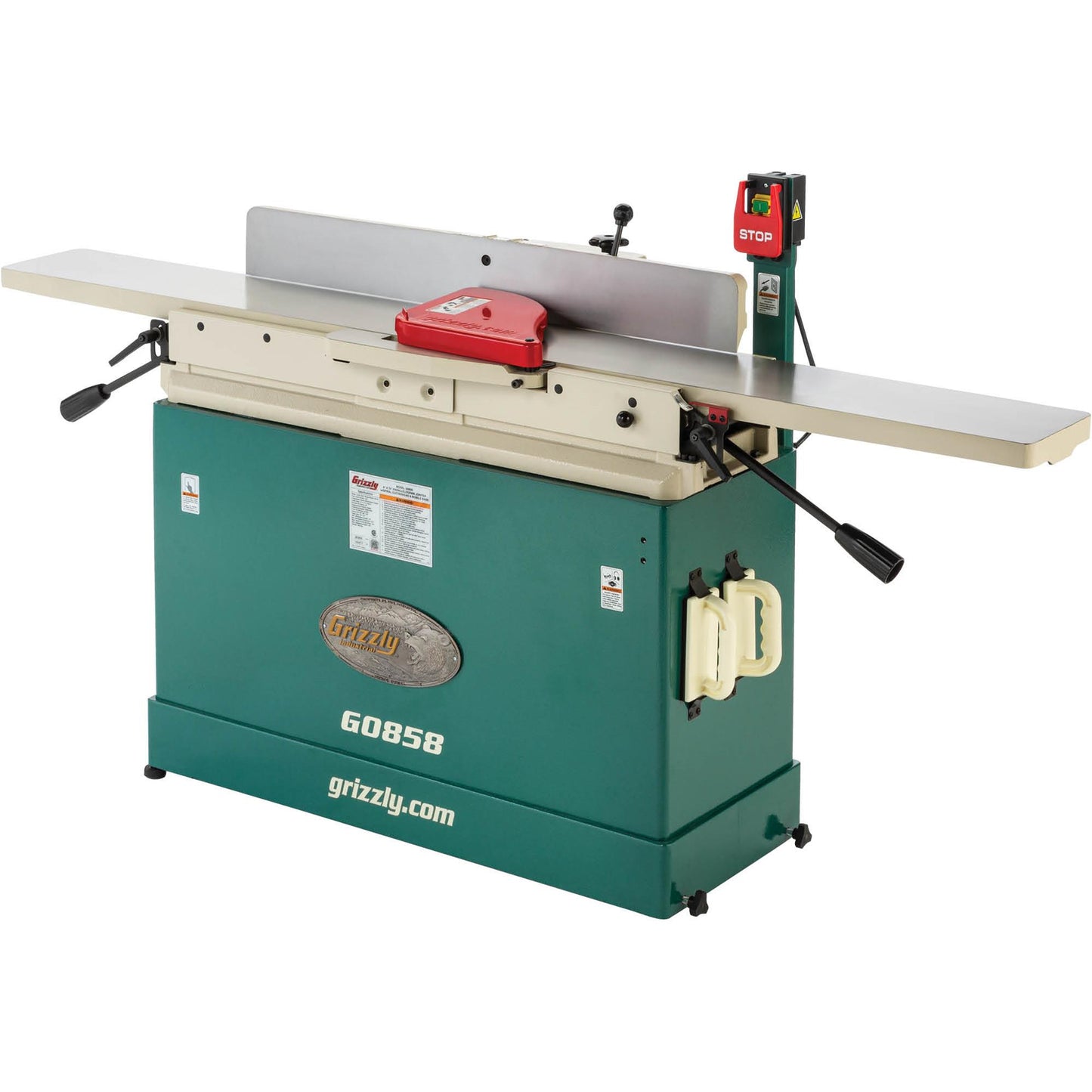 Grizzly G0858 - 8" x 76" Parallelogram Jointer w/ Helical Cutterhead & Mobile Base