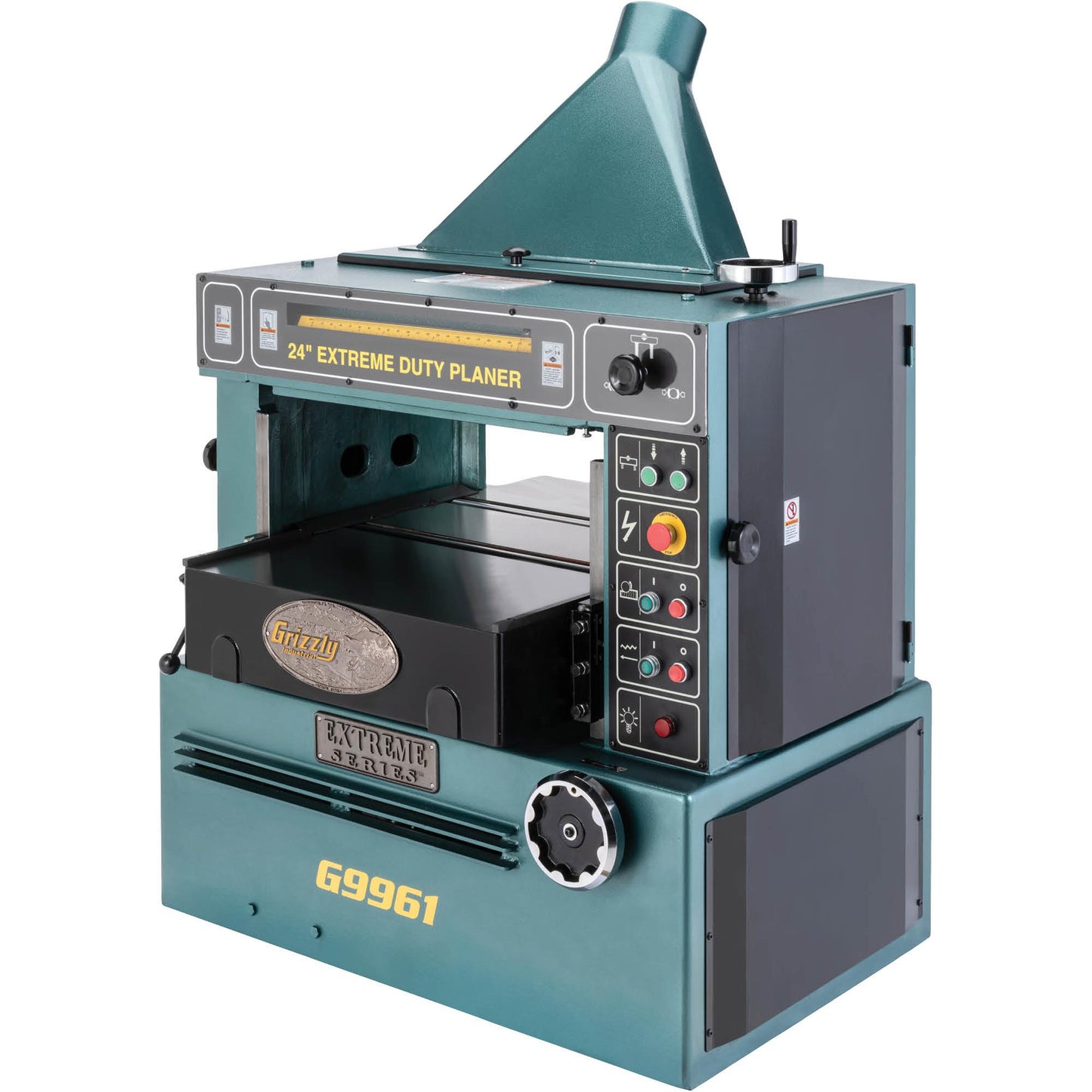 Grizzly G9961 - 24" 10 HP 3-Phase Industrial Planer w/ Spiral Cutterhead