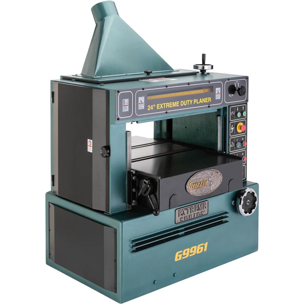 Grizzly G9961 - 24" 10 HP 3-Phase Industrial Planer w/ Spiral Cutterhead