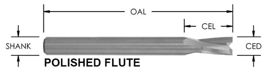 O Flute Low Helix 2Fl Upcut ( Polished) : 1/4 Cd X 3/4 Cl X 1/4 Shk X 2-1/2 Oal
