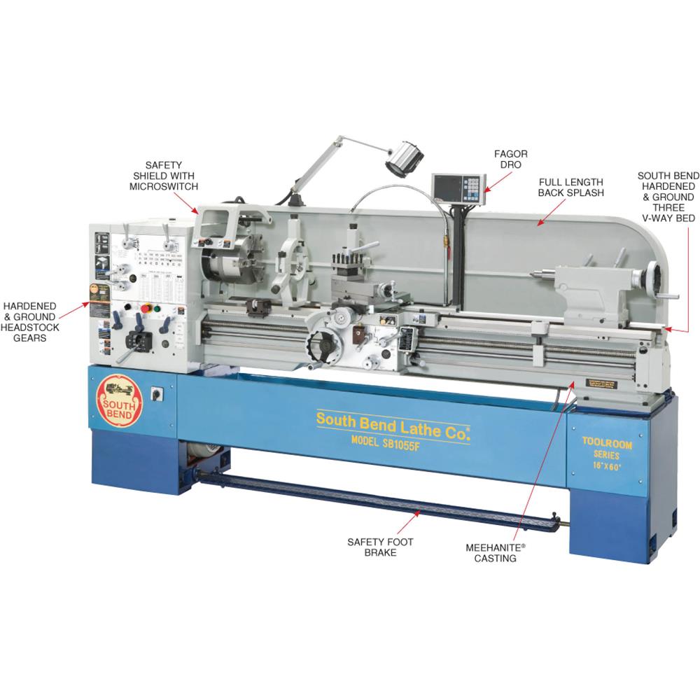 South Bend SB1055F - 16" x 60" Gearhead Lathe with DRO