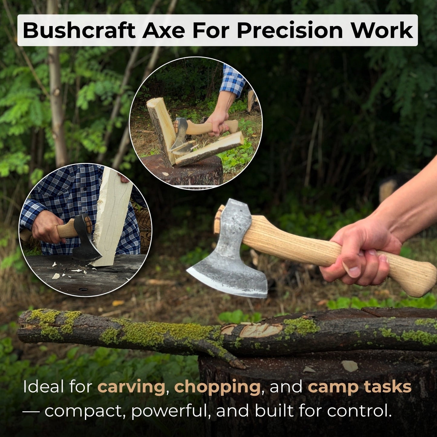 Small Carving Axe, 0.54 kg (1.19 lbs) - Norfolk Wood Shop