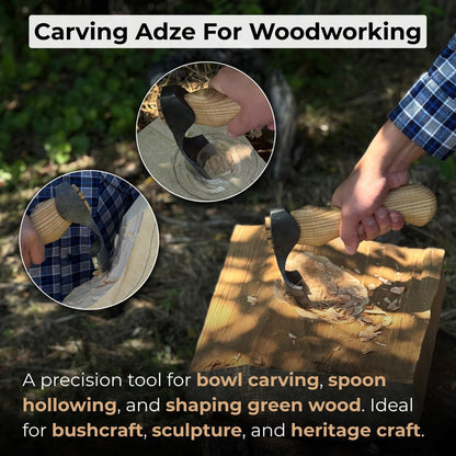 Small Kuksa Adze with Deep Curved (Round) Blade, 4.5 cm (1.8 in)