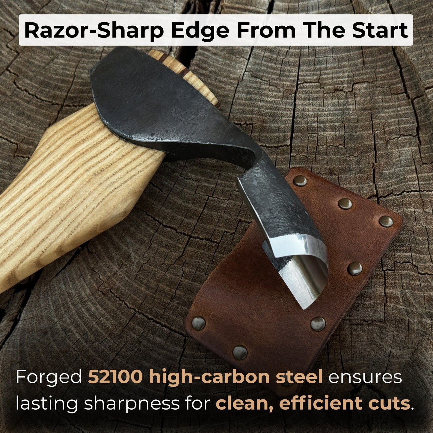 Small Kuksa Adze with Deep Curved (Round) Blade, 4.5 cm (1.8 in)