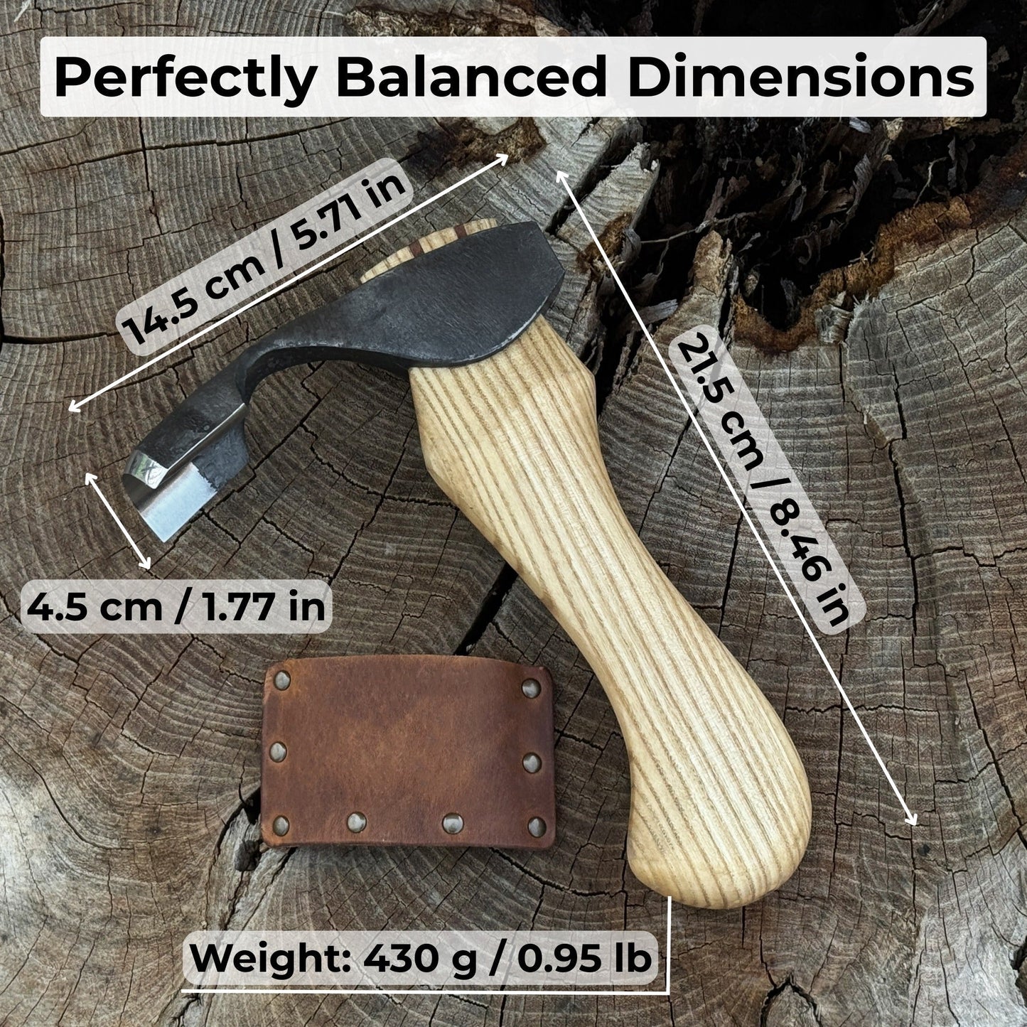 Small Kuksa Adze with Deep Curved (Round) Blade, 4.5 cm (1.8 in)