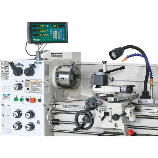 Grizzly T33017 - 13-13/16" x 51-3/16" 2-Axis Lathe DRO