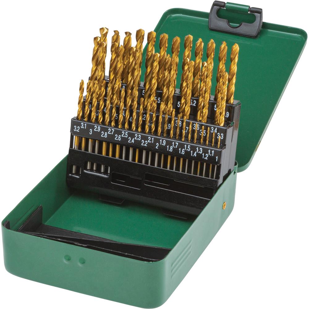M2 HSS Metric TiN-Coated Drill Bit Set, 51 Pc.