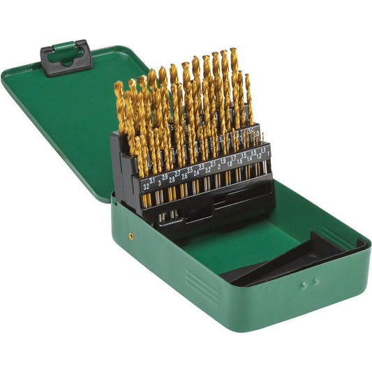 M2 HSS Metric TiN-Coated Drill Bit Set, 51 Pc.