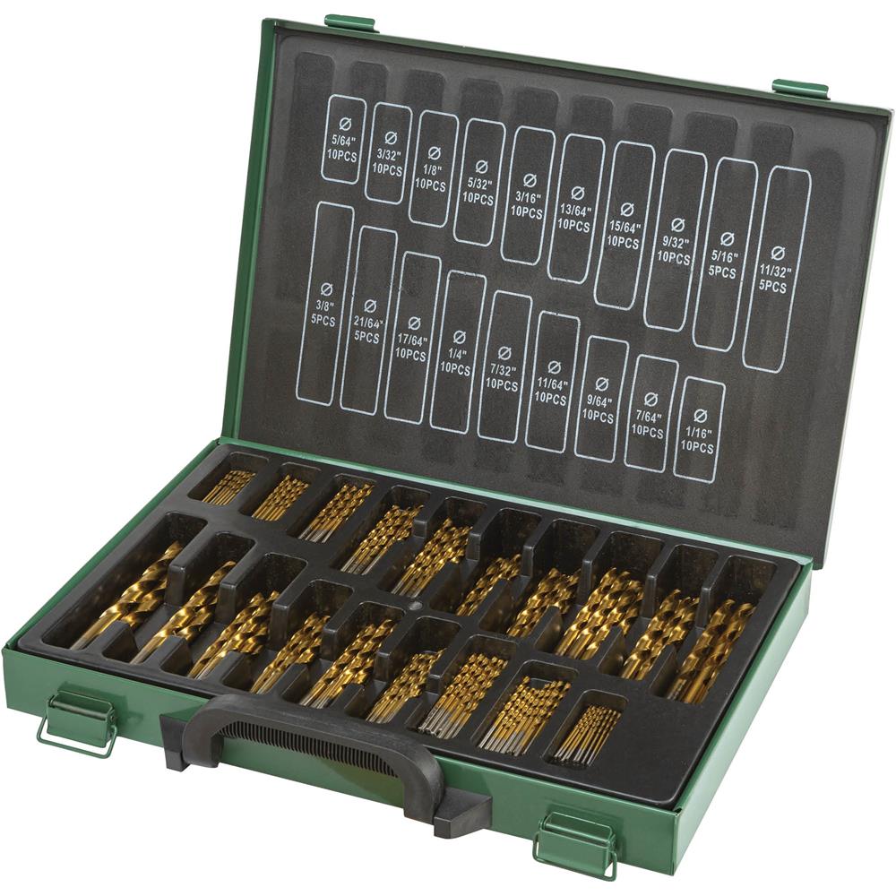 M2 HSS Bulk TiN-Coated Drill Bit Set, 170-Pc.