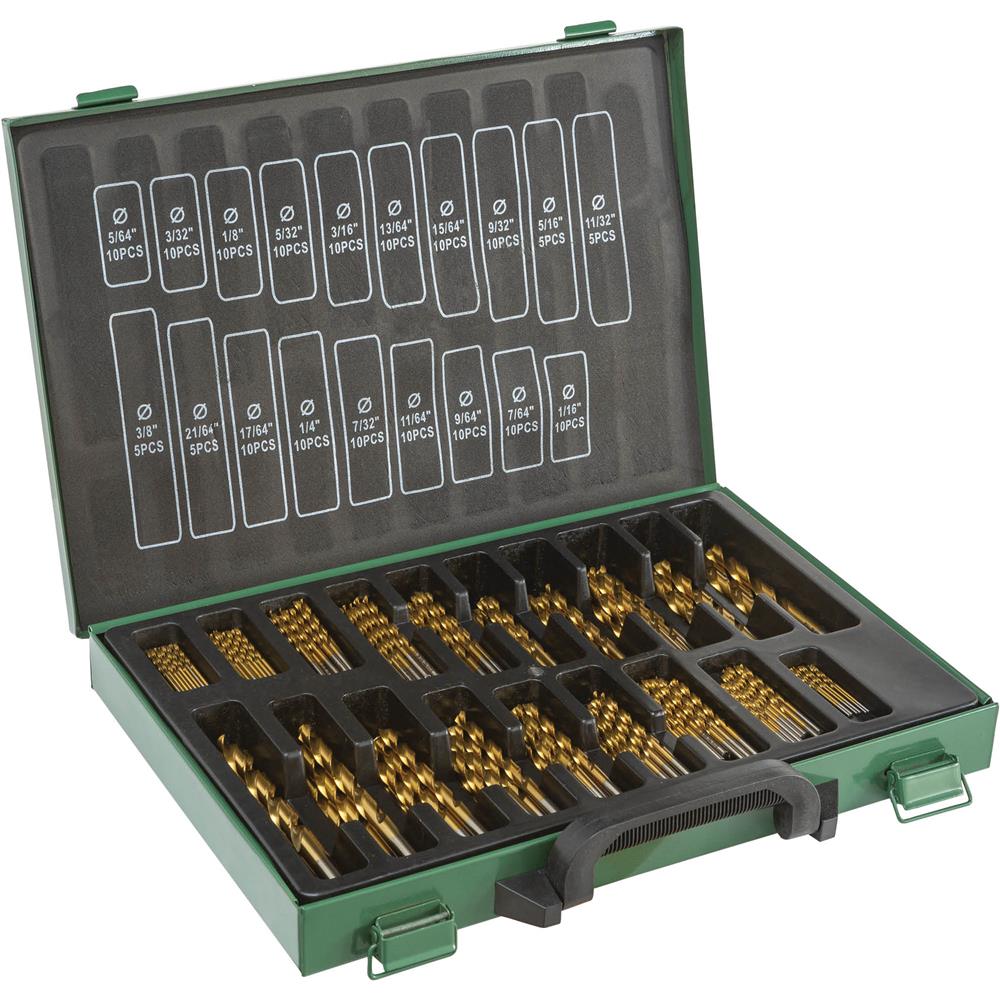 M2 HSS Bulk TiN-Coated Drill Bit Set, 170-Pc.