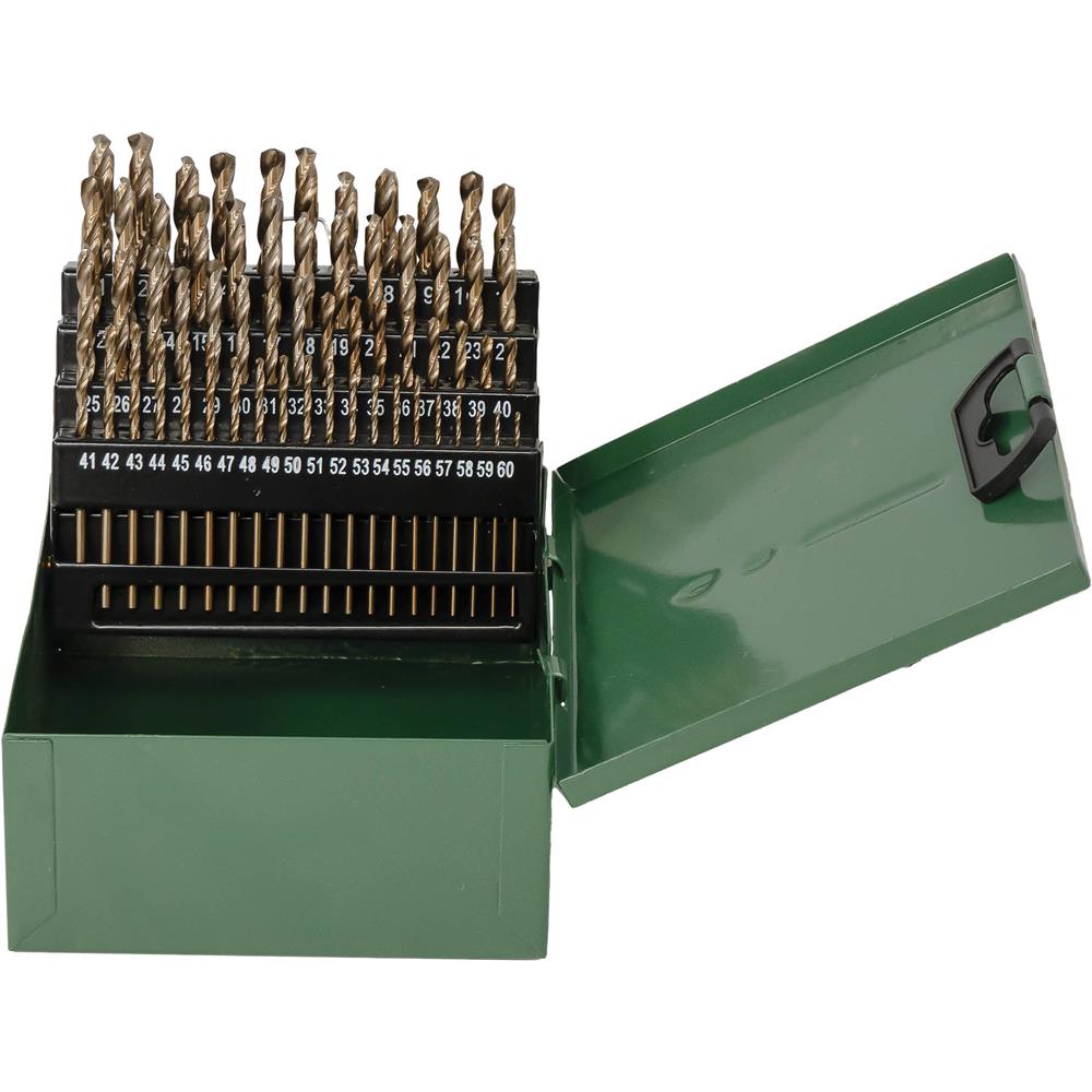 60-Pc. M35 HSS Cobalt Numbered 1-60 Drill Bit Set