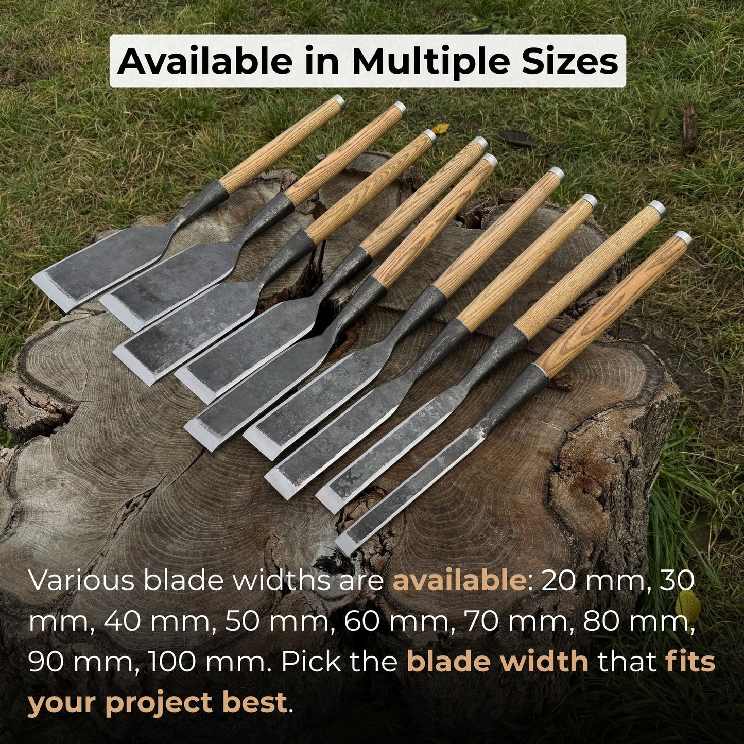 Timber Slick Chisel for Woodworking – 20 to 100 mm (0.8–3.9 Inches)