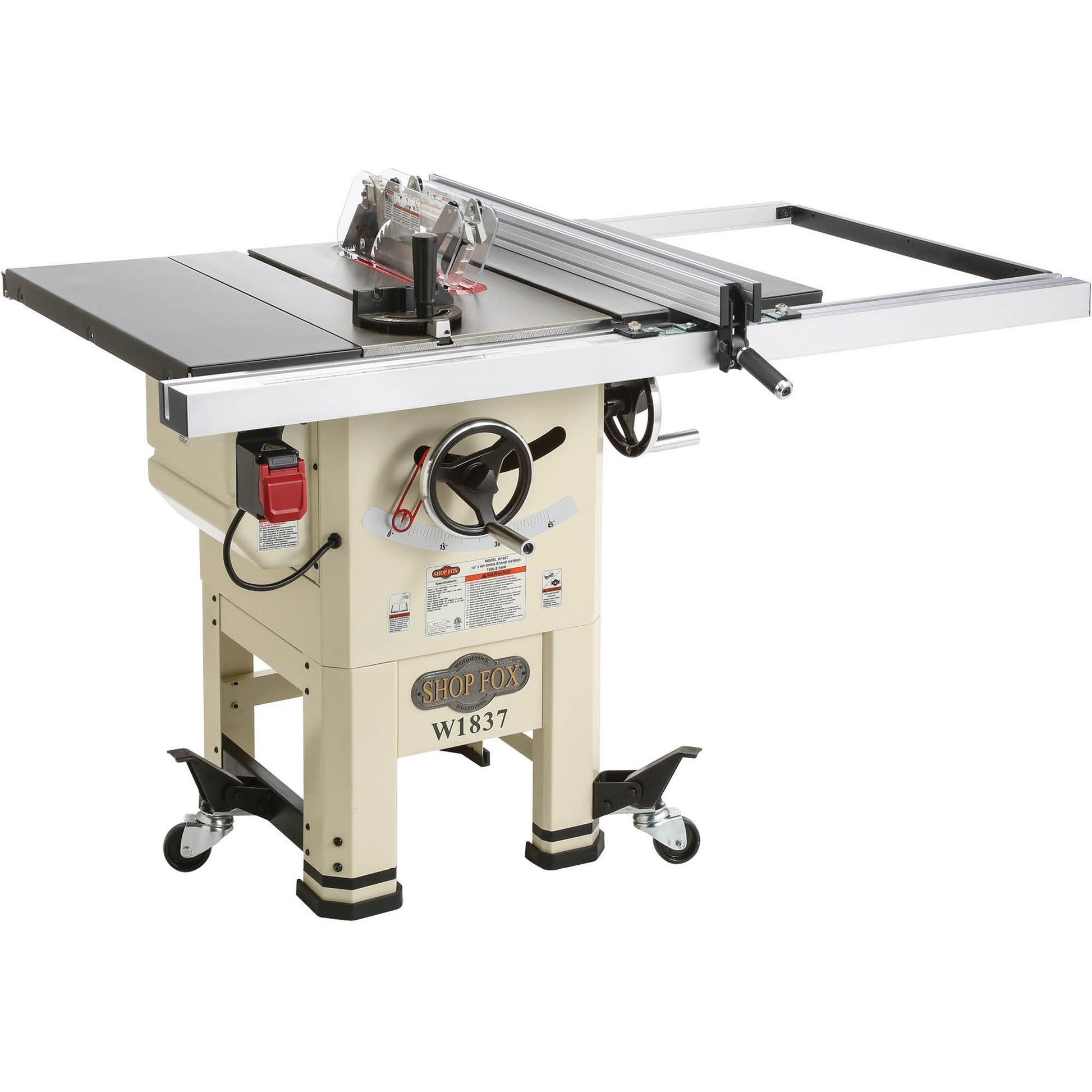 Shop Fox W1837 - 10" 2 HP Open Stand Hybrid Table Saw