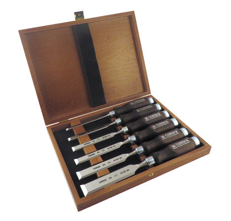 6 Piece Standard Bevel Edge Chisel Set in Wooden Presentation Box