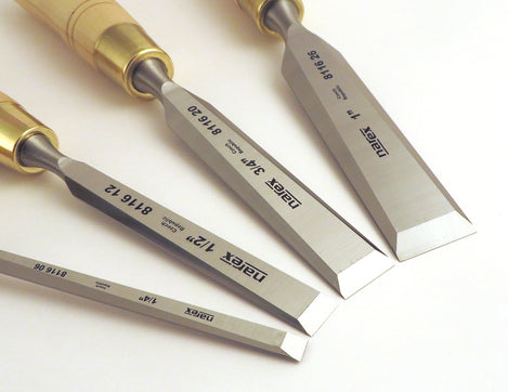 4 Piece Premium Imperial Bevel Edge Chisel Set (1/4", 1/2", 3/4", 1")
