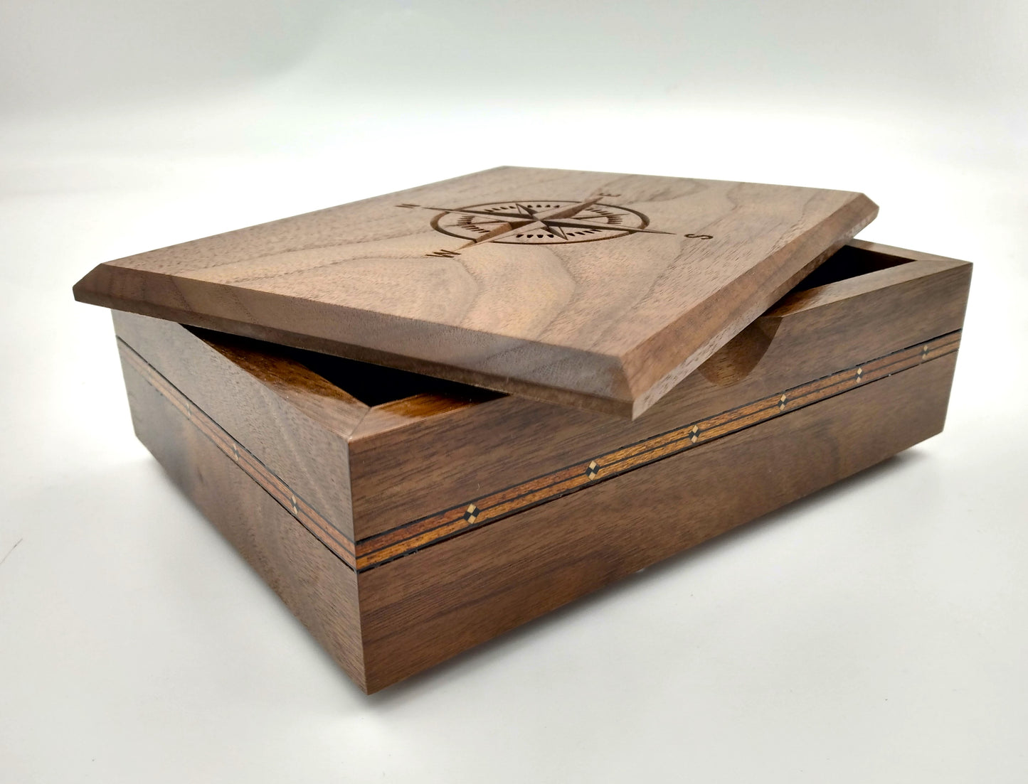 Large Walnut Compass Box