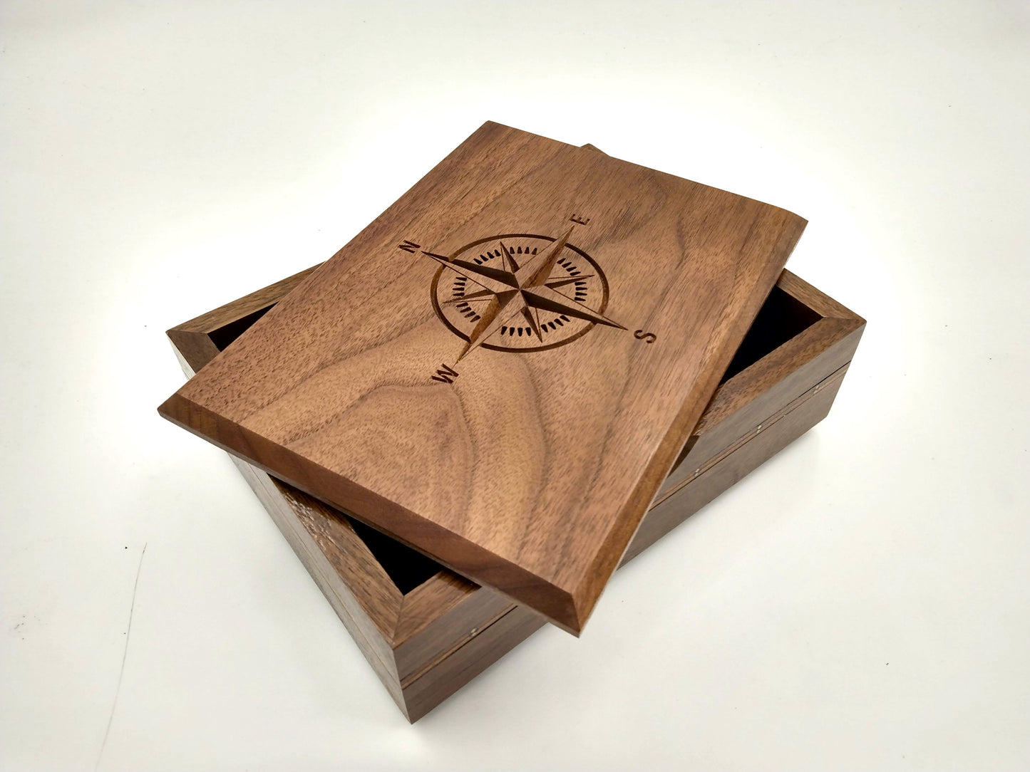 Large Walnut Compass Box