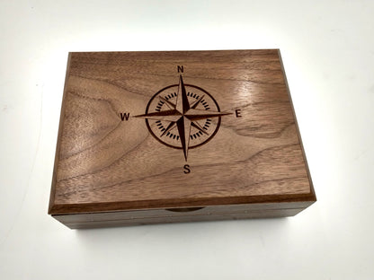 Large Walnut Compass Box