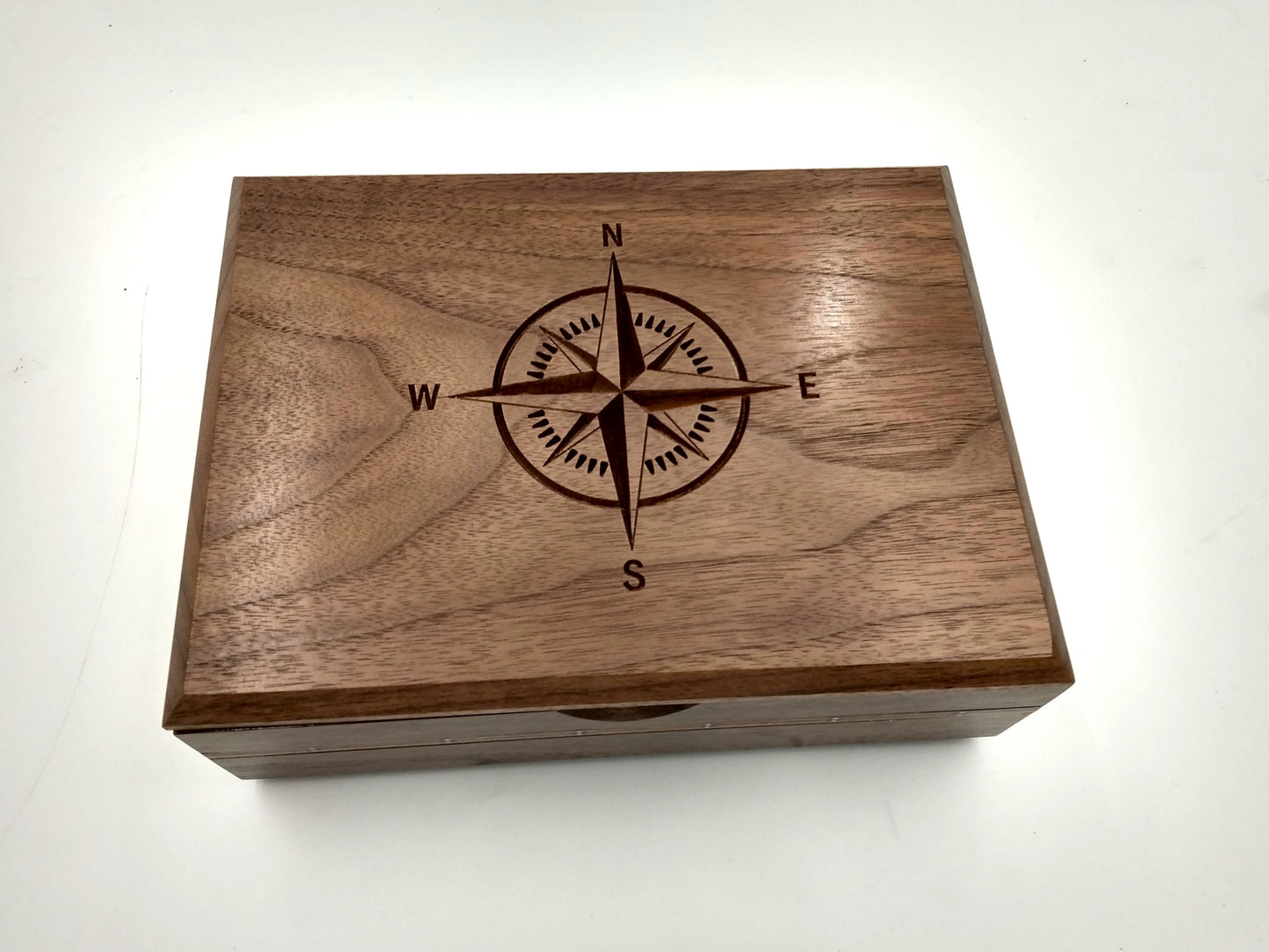 Large Walnut Compass Box