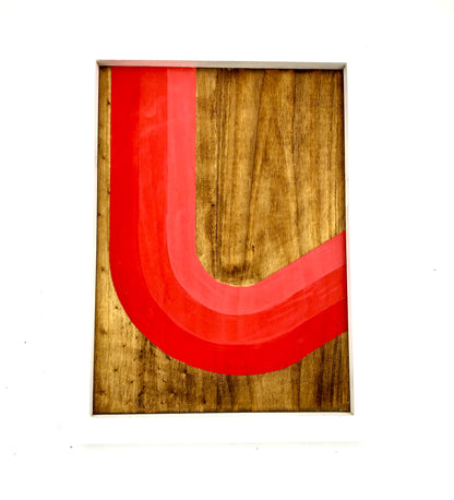12.5"x9.5" Rhubarb & Pearl red art piece