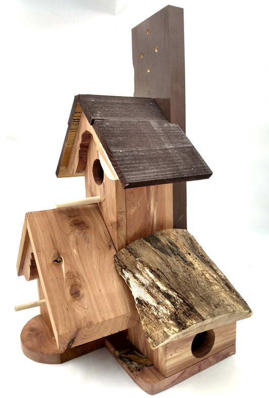 Large Aromatic Cedar 3 Chamber Birdhouse