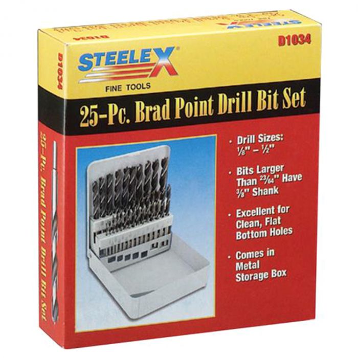 1/4" Deluxe 25 pc. Brad Point Drill Bit Set